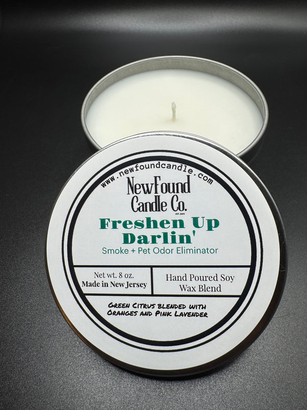 Freshen Up Darlin'- Tin Candle (8 oz, Soy Blend Wax)