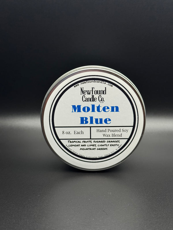 Molten Blue - Tin Candle (8 oz, Soy Blend Wax)