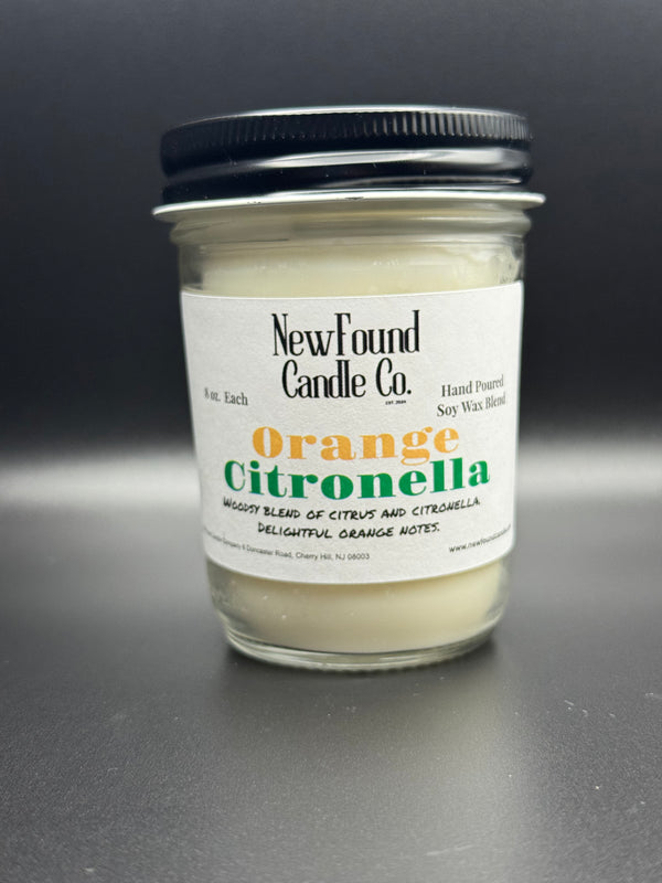 Citronella Orange - Jelly Jar Candle (8 oz, Soy Blend Wax)