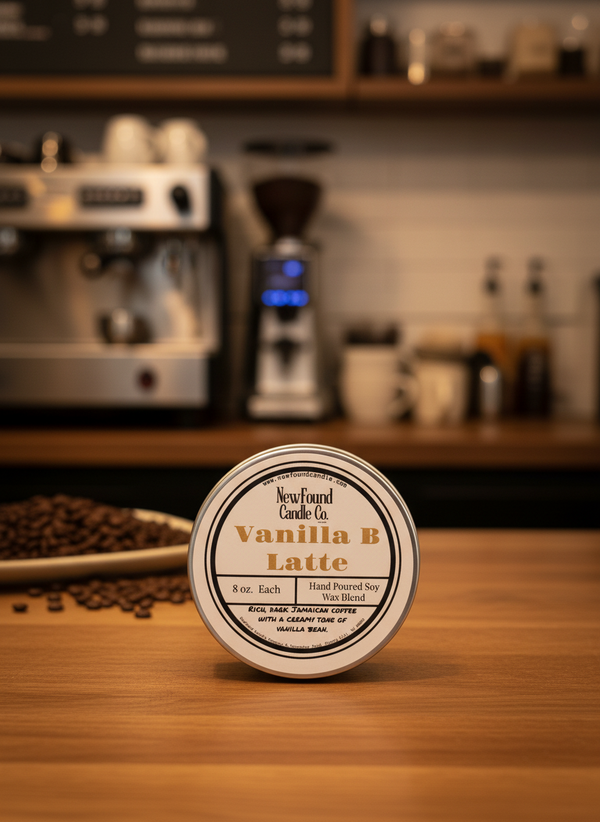 Vanilla B. Latte - Tin Candle (8 oz, Soy Blend Wax)