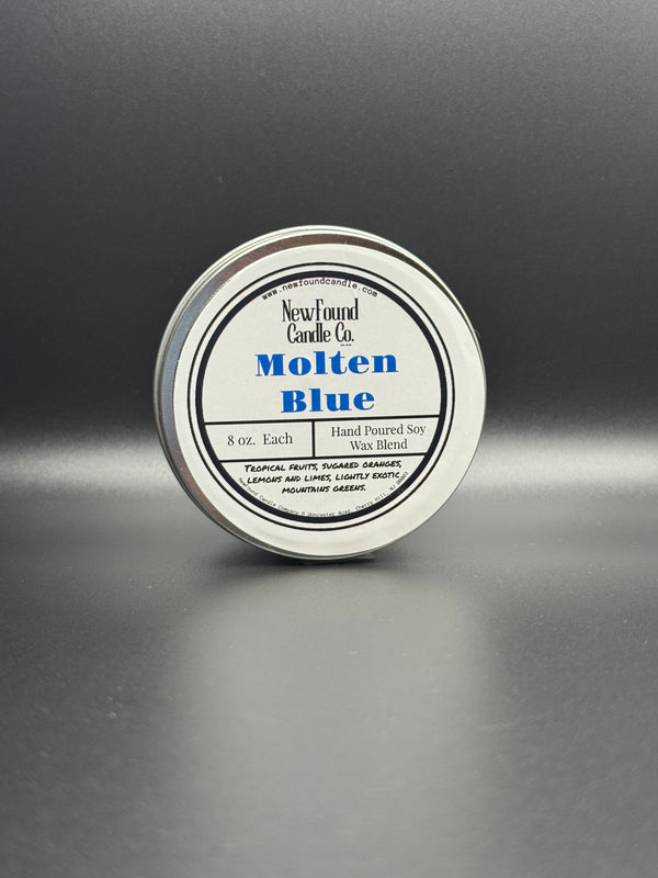 Molten Blue - Tin Candle (8 oz, Soy Blend Wax)