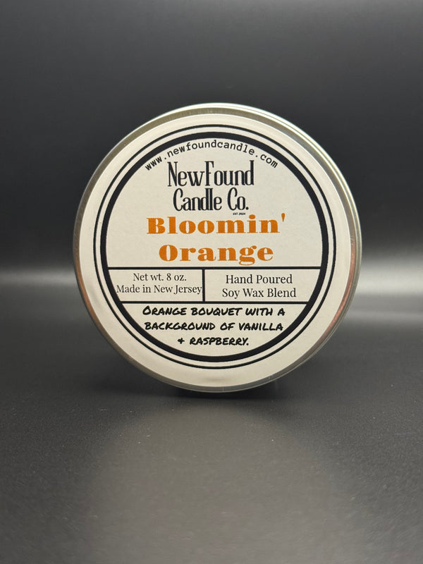 Bloomin Orange - Tin Candle (8 oz, Soy Blend Wax)