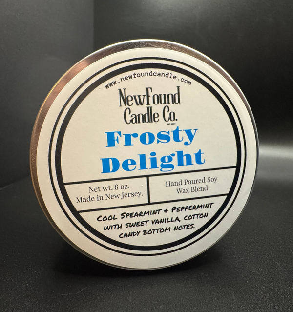 Frosty Delight - Tin Candle (8 oz, Soy Blend Wax)