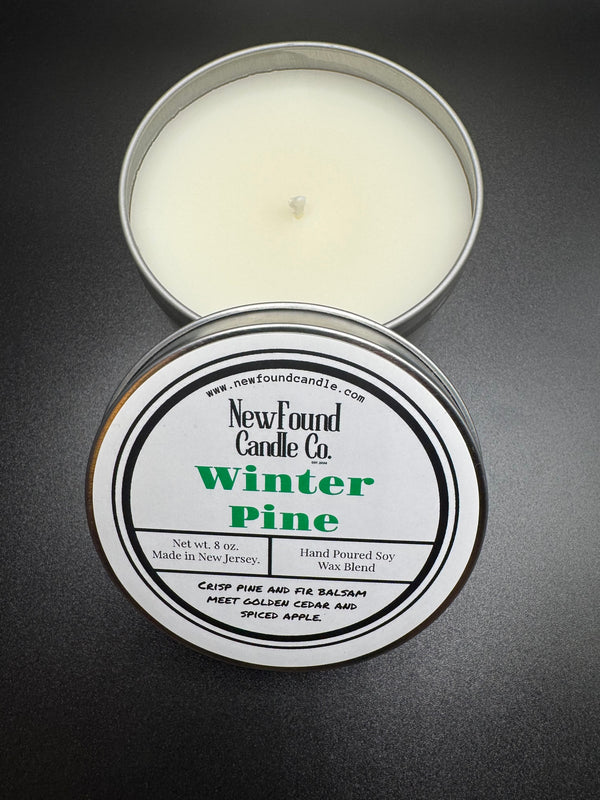 Winter Pine - Tin Candle (8 oz, Soy Blend Wax)